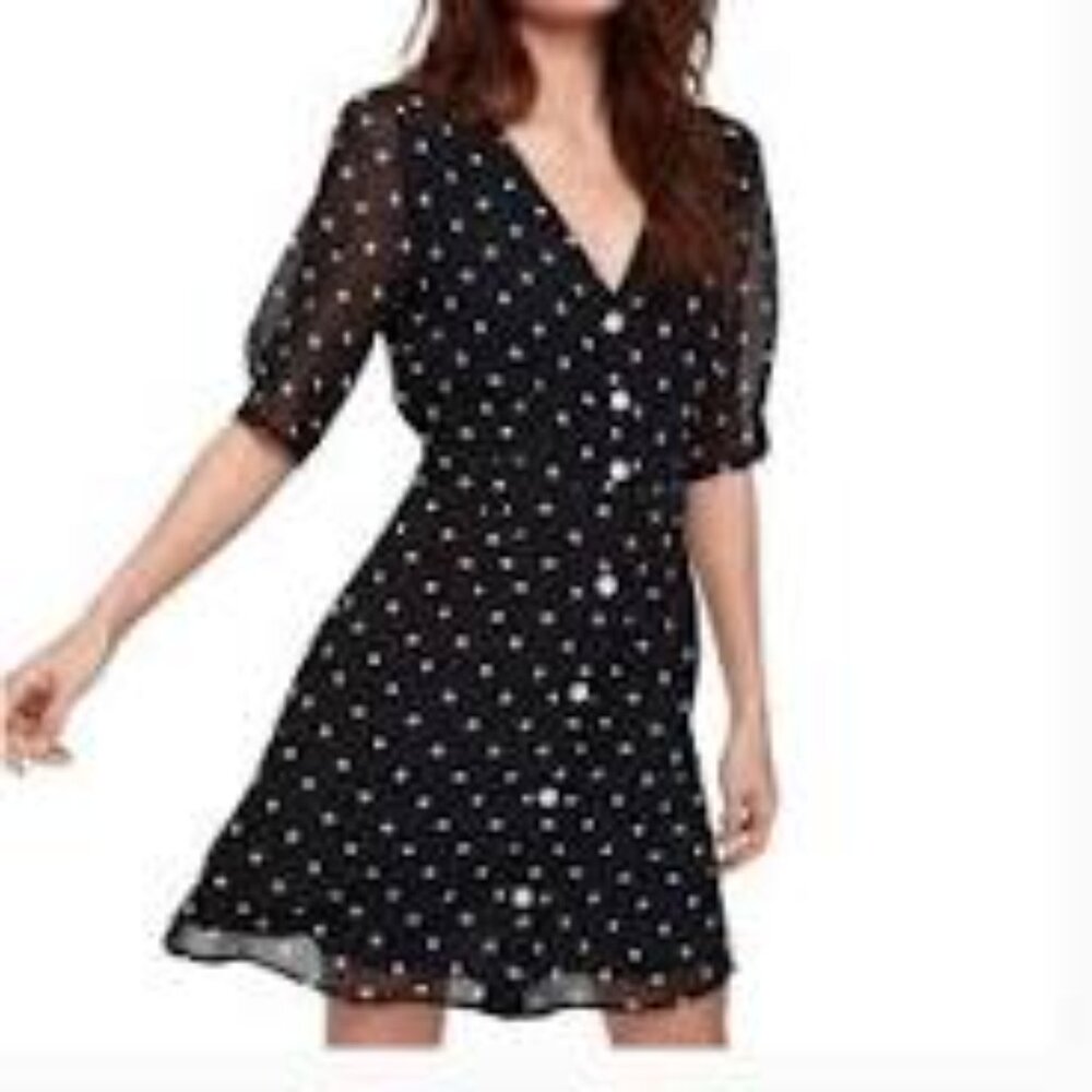 Aritzia Wilfred Button down black white  Polka Dot dress size 2